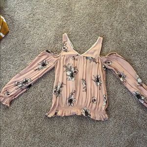 Pink Linen Long Sleeve, Women’s Medium
